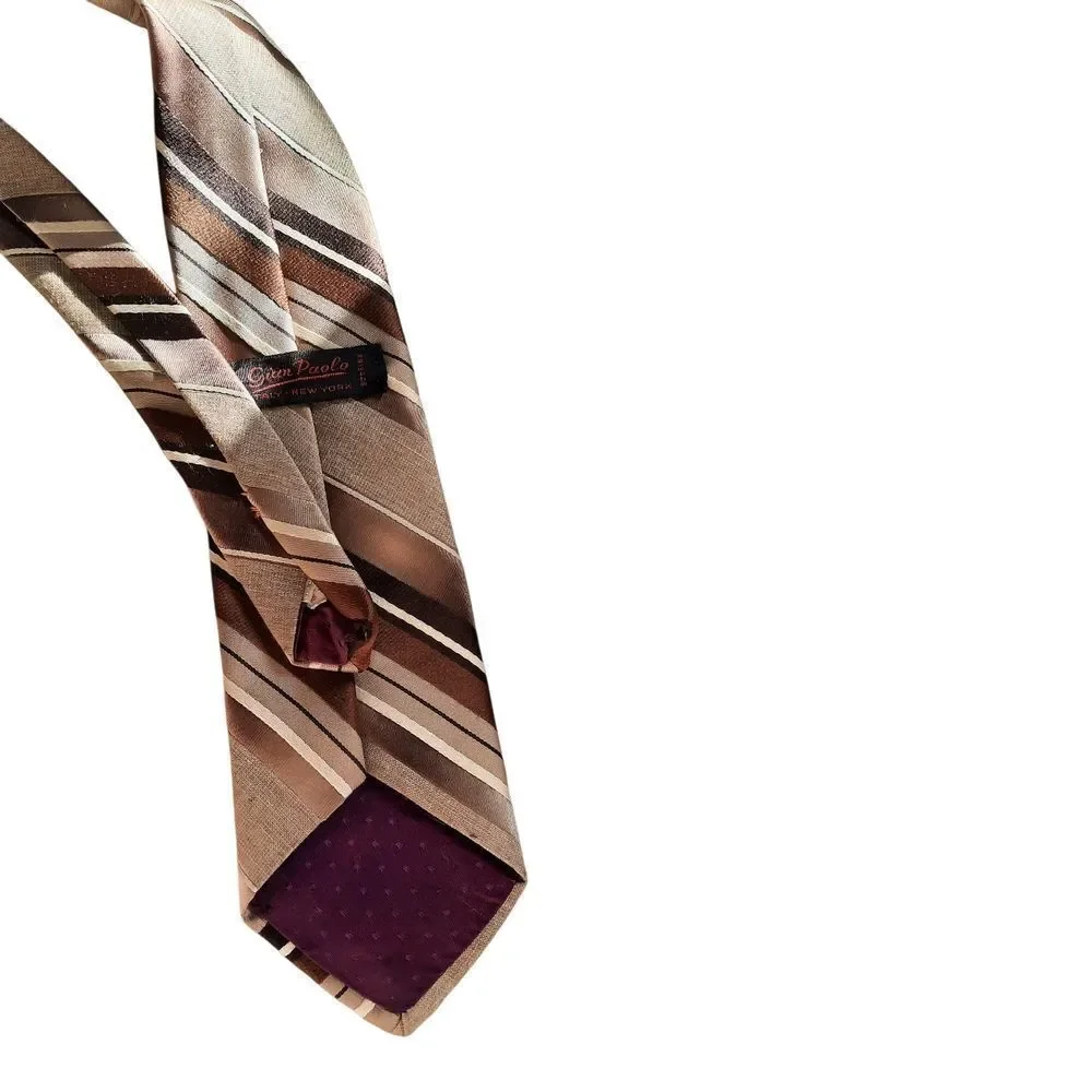 Elegant Tan and Brown Striped Men's Tie